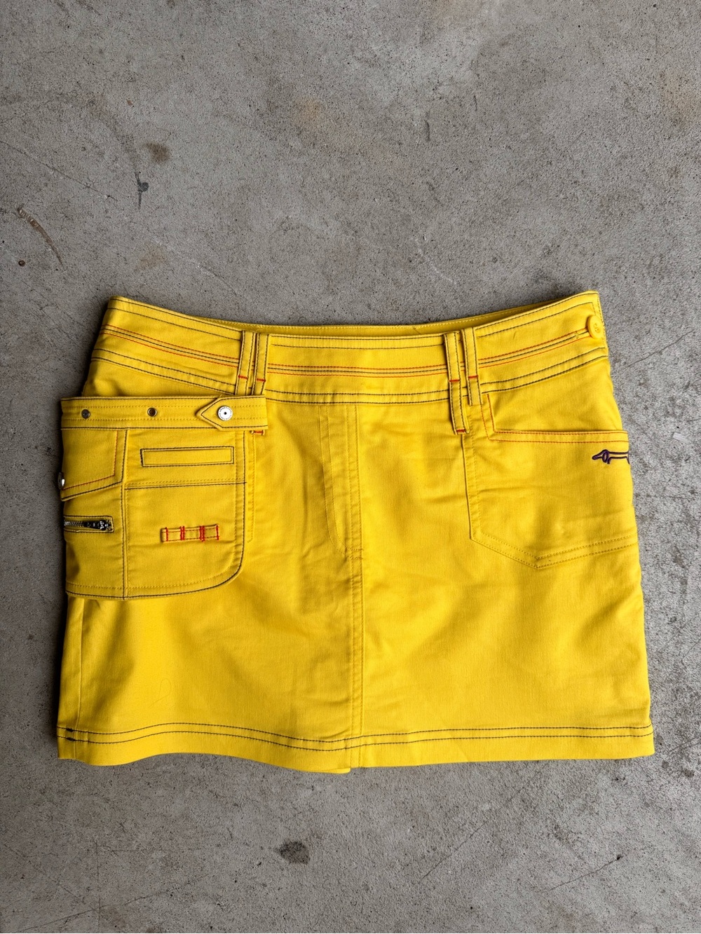 Bright Yellow Women's Mini Skirt with Pocket Details